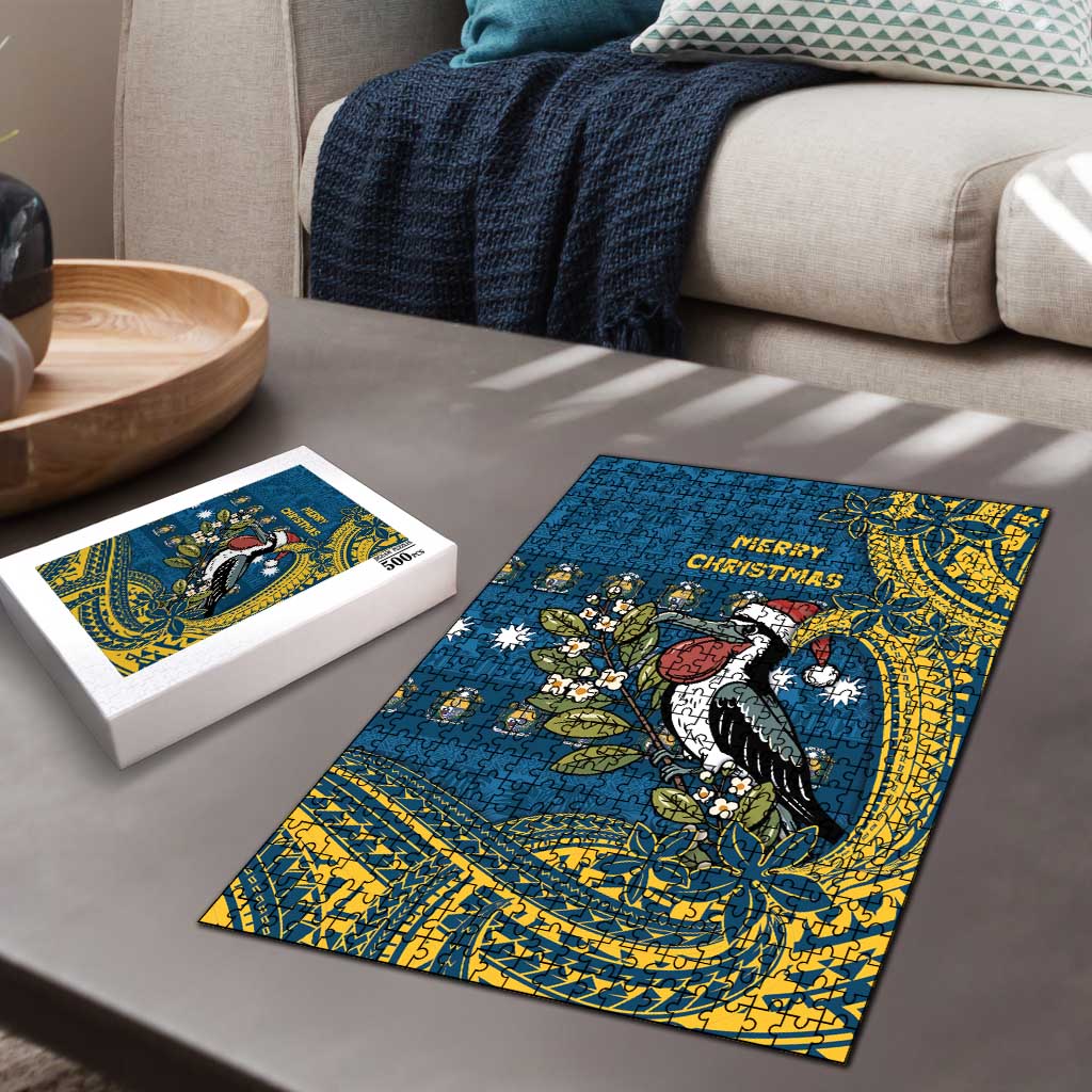 Nauru Christmas Puzzle Frigatebird Bird Santa Tribal Waves DT05 - Polynesian Pride