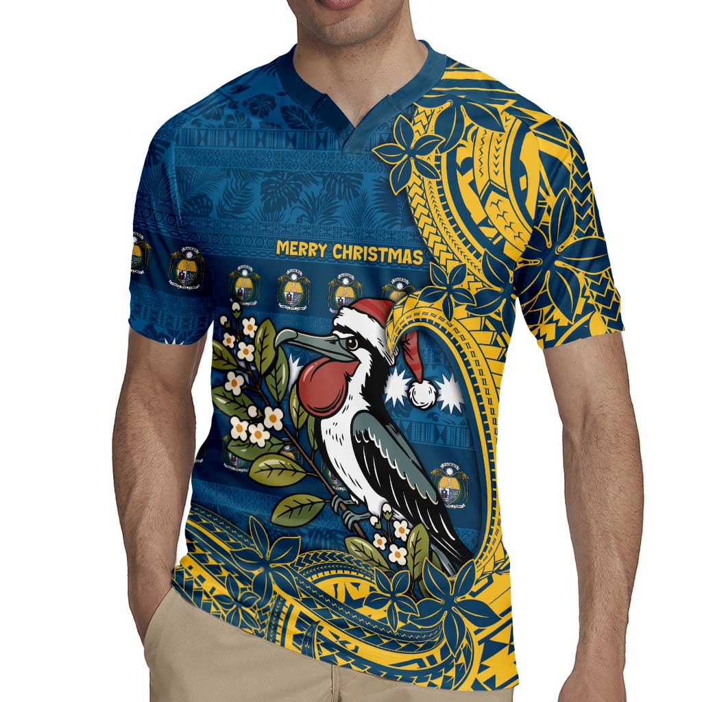 Nauru Christmas Rugby Jersey Frigatebird Bird Santa Tribal Waves DT05 - Polynesian Pride