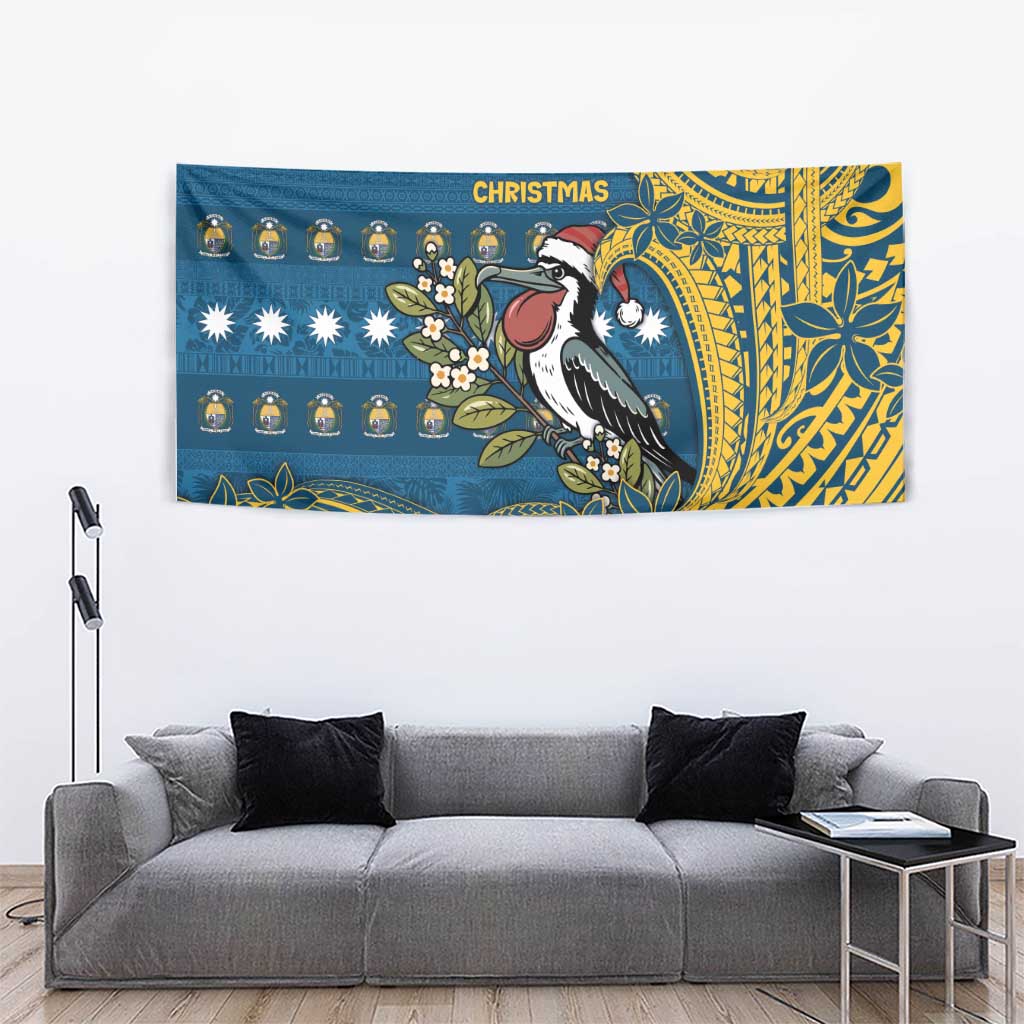 Nauru Christmas Tapestry Frigatebird Bird Santa Tribal Waves DT05 - Polynesian Pride