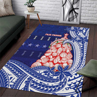 Northern Mariana Islands Christmas Area Rug Seashell Xmas Tree Tribal Waves DT05 Navy - Polynesian Pride