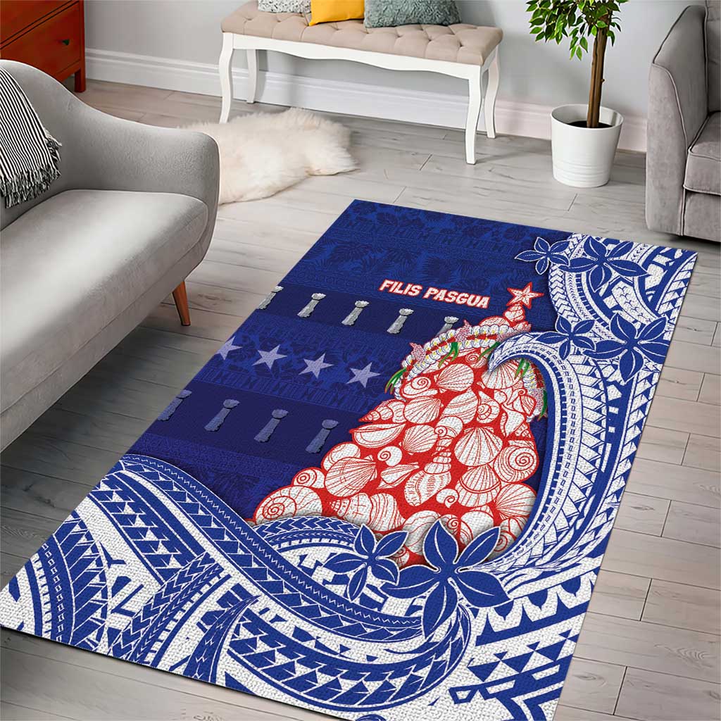 Northern Mariana Islands Christmas Area Rug Seashell Xmas Tree Tribal Waves DT05 - Polynesian Pride