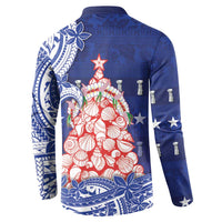 Northern Mariana Islands Christmas Button Sweatshirt Seashell Xmas Tree Tribal Waves DT05 - Polynesian Pride