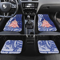 Northern Mariana Islands Christmas Car Mats Seashell Xmas Tree Tribal Waves DT05 Set 4pcs Navy - Polynesian Pride