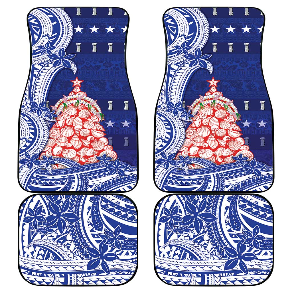 Northern Mariana Islands Christmas Car Mats Seashell Xmas Tree Tribal Waves DT05 - Polynesian Pride