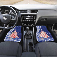 Northern Mariana Islands Christmas Car Mats Seashell Xmas Tree Tribal Waves DT05 Set 2pcs - Front Navy - Polynesian Pride