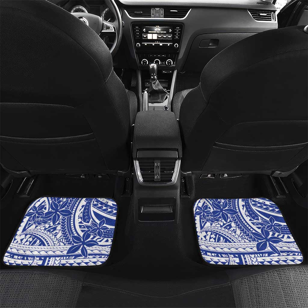 Northern Mariana Islands Christmas Car Mats Seashell Xmas Tree Tribal Waves DT05 Set 2pcs - Back Navy - Polynesian Pride