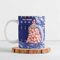 Northern Mariana Islands Christmas Ceramic Mug Seashell Xmas Tree Tribal Waves DT05 Navy - Polynesian Pride