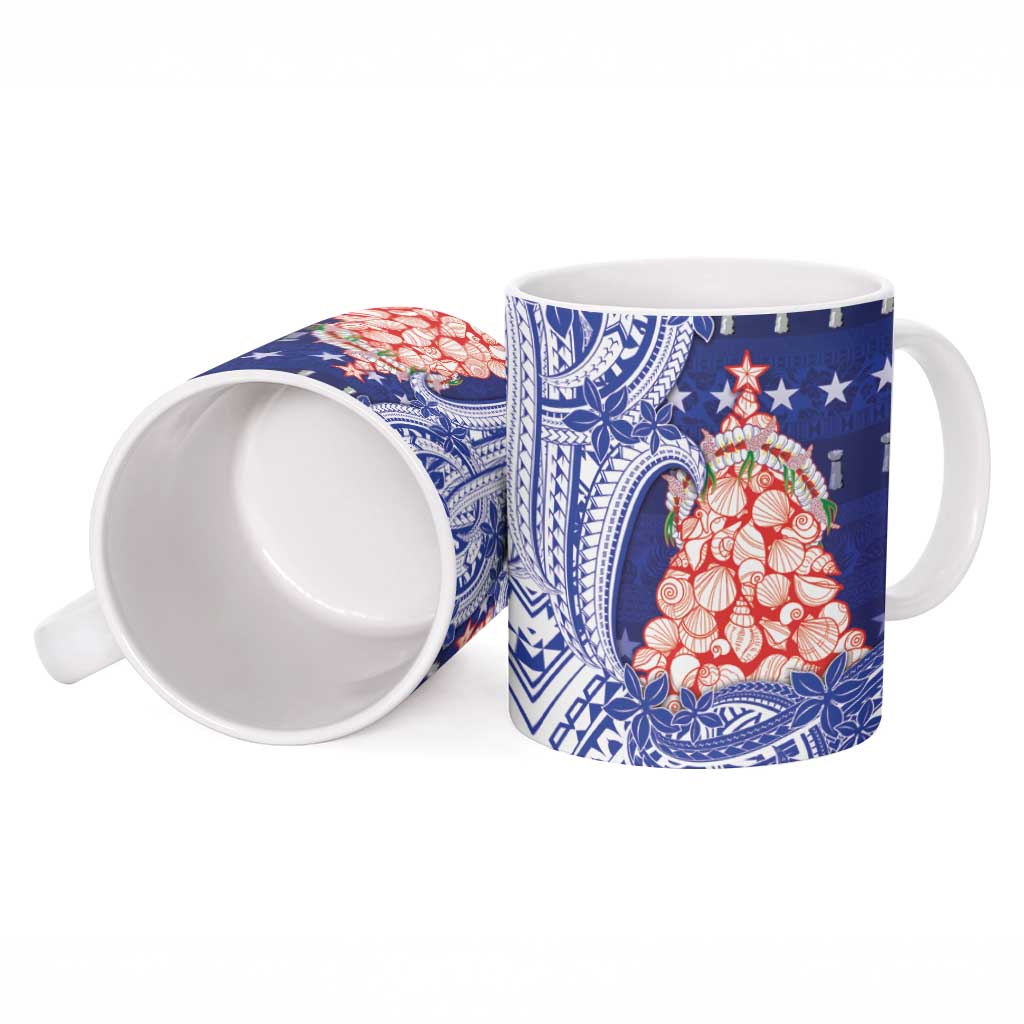 Northern Mariana Islands Christmas Ceramic Mug Seashell Xmas Tree Tribal Waves DT05 - Polynesian Pride