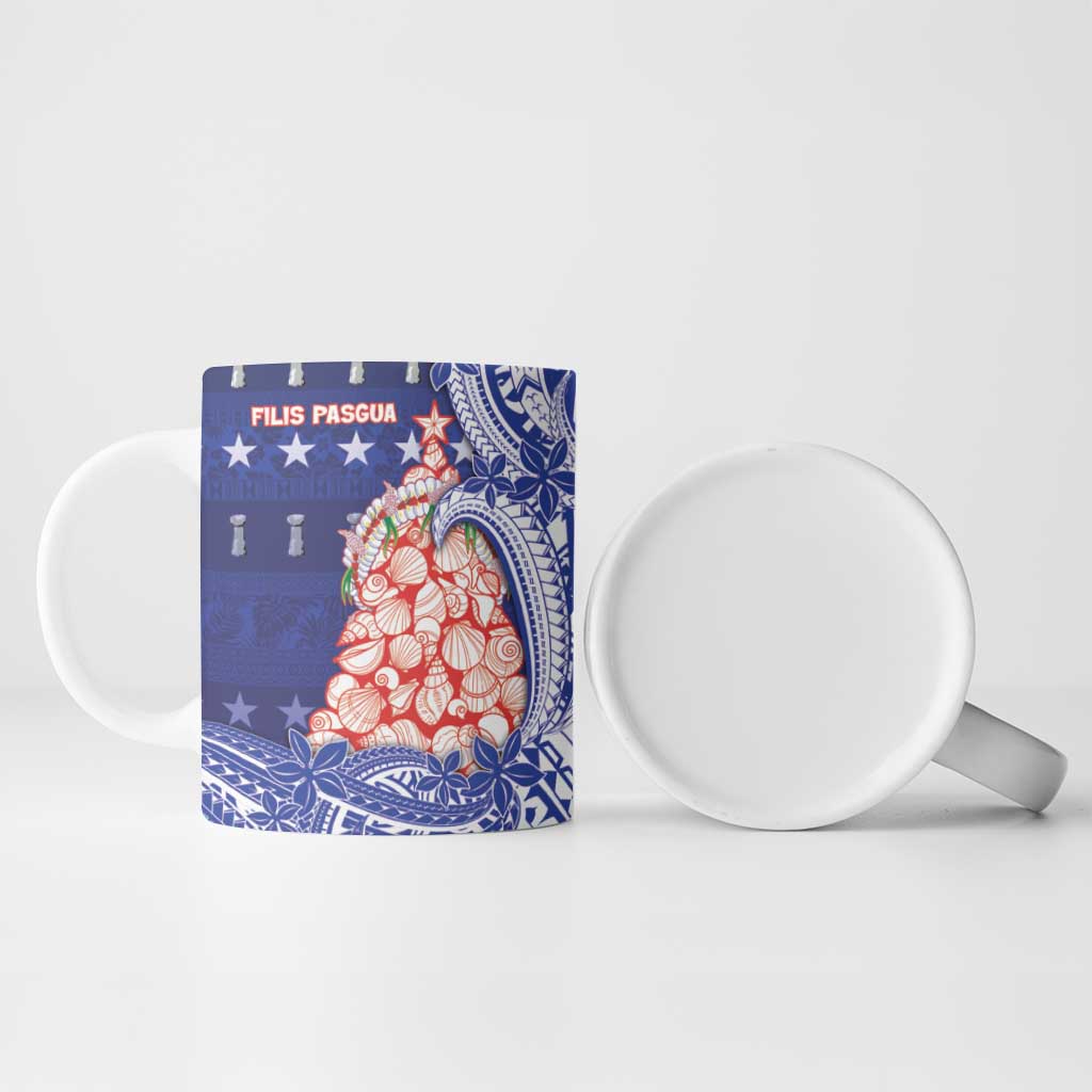 Northern Mariana Islands Christmas Ceramic Mug Seashell Xmas Tree Tribal Waves DT05 - Polynesian Pride