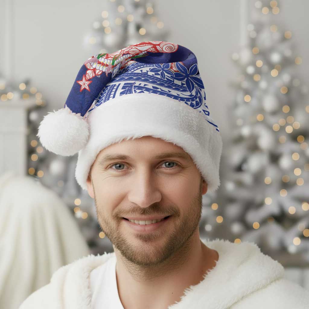 Northern Mariana Islands Christmas Santa Hat Seashell Xmas Tree Tribal Waves DT05 - Polynesian Pride