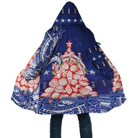 Northern Mariana Islands Christmas Cloak Seashell Xmas Tree Tribal Waves DT05 Unisex Navy - Polynesian Pride