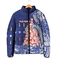 Northern Mariana Islands Christmas Padded Jacket Seashell Xmas Tree Tribal Waves DT05 - Polynesian Pride