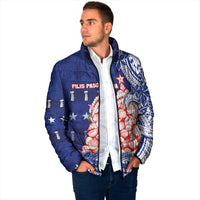 Northern Mariana Islands Christmas Padded Jacket Seashell Xmas Tree Tribal Waves DT05 - Polynesian Pride