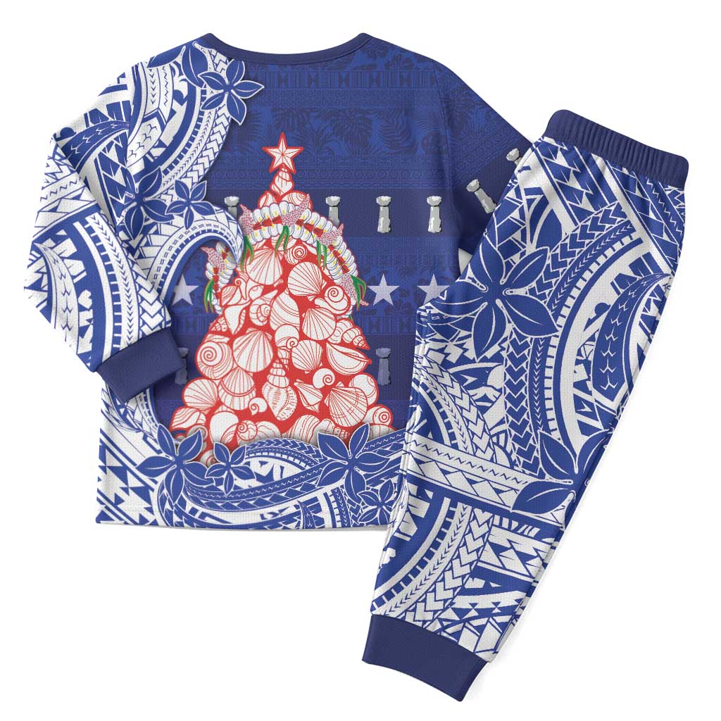 Northern Mariana Islands Christmas Pajama Set Seashell Xmas Tree Tribal Waves DT05 - Polynesian Pride
