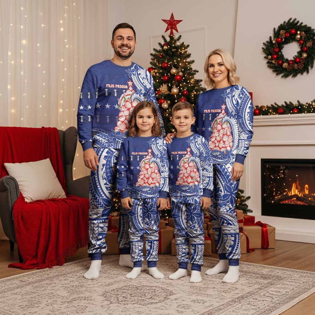 Northern Mariana Islands Christmas Pajama Set Seashell Xmas Tree Tribal Waves DT05 - Polynesian Pride