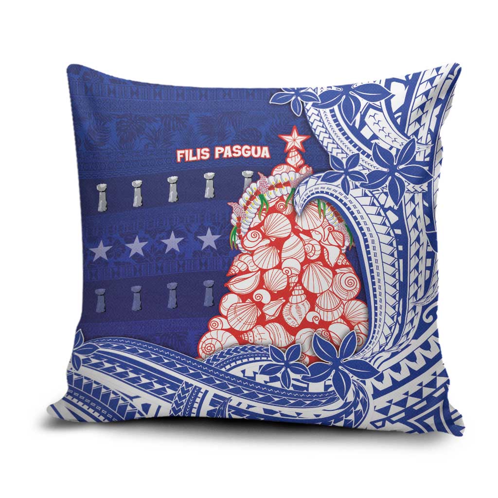 Northern Mariana Islands Christmas Pillow Cover Seashell Xmas Tree Tribal Waves DT05 Navy - Polynesian Pride