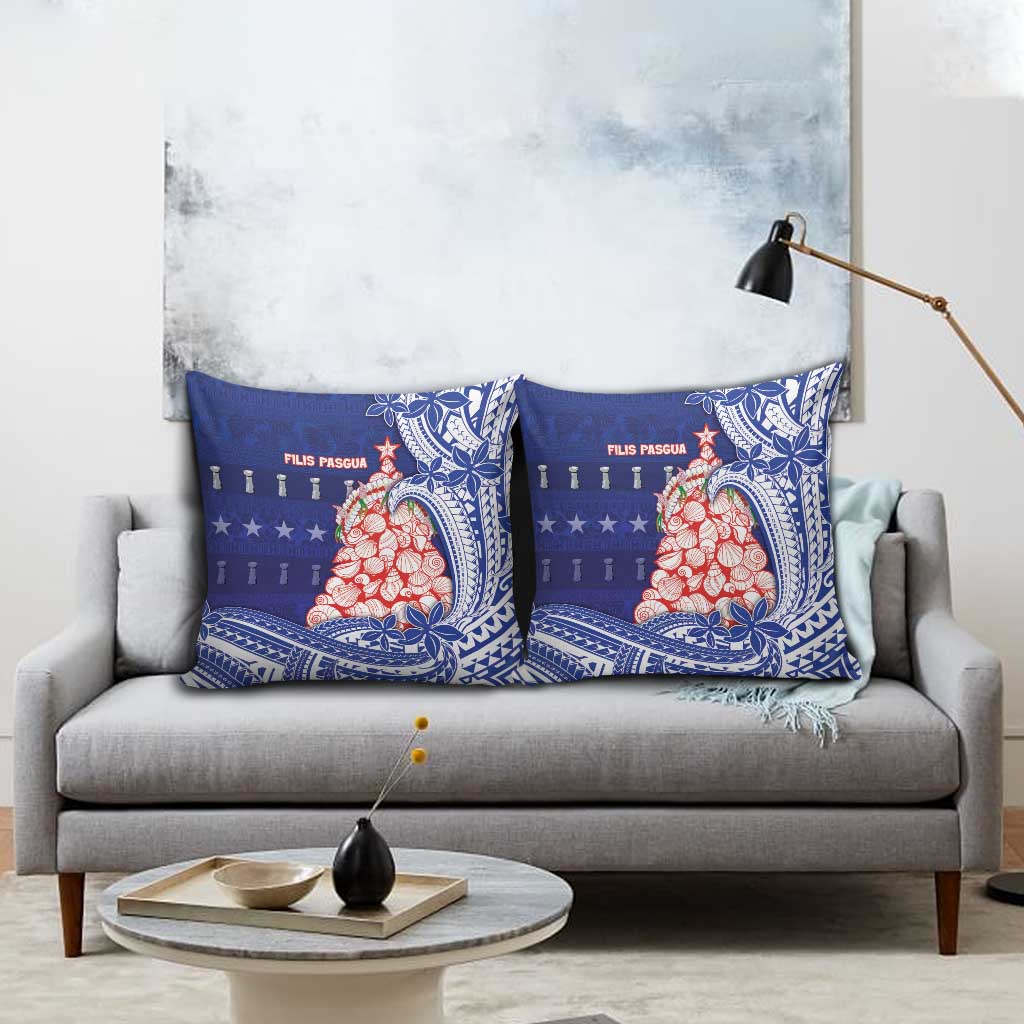 Northern Mariana Islands Christmas Pillow Cover Seashell Xmas Tree Tribal Waves DT05 - Polynesian Pride