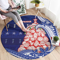 Northern Mariana Islands Christmas Round Carpet Seashell Xmas Tree Tribal Waves DT05 - Polynesian Pride