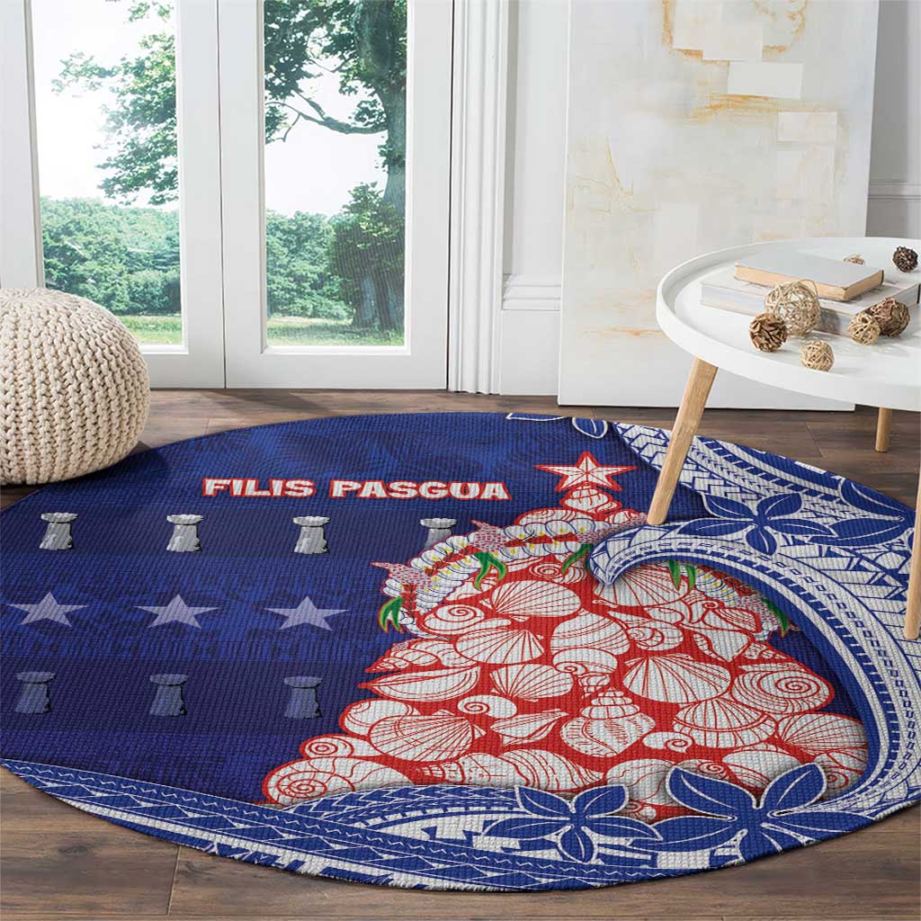 Northern Mariana Islands Christmas Round Carpet Seashell Xmas Tree Tribal Waves DT05 - Polynesian Pride