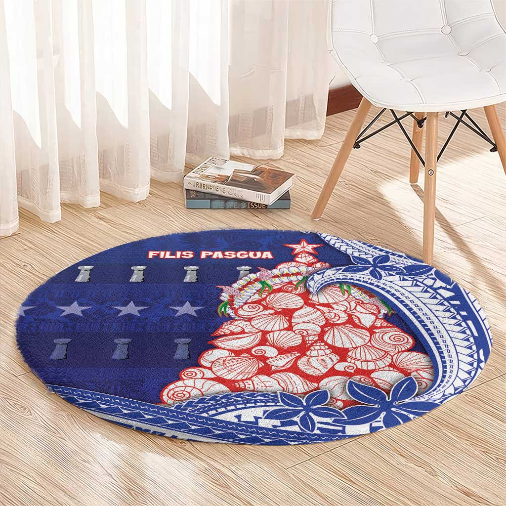 Northern Mariana Islands Christmas Round Carpet Seashell Xmas Tree Tribal Waves DT05 - Polynesian Pride
