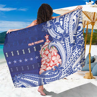 Northern Mariana Islands Christmas Sarong Seashell Xmas Tree Tribal Waves DT05 One Size 44 x 66 inches Navy - Polynesian Pride