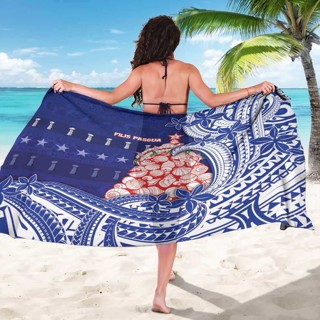 Northern Mariana Islands Christmas Sarong Seashell Xmas Tree Tribal Waves DT05 - Polynesian Pride