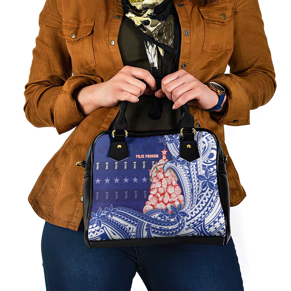 Northern Mariana Islands Christmas Shoulder Handbag Seashell Xmas Tree Tribal Waves DT05 - Polynesian Pride