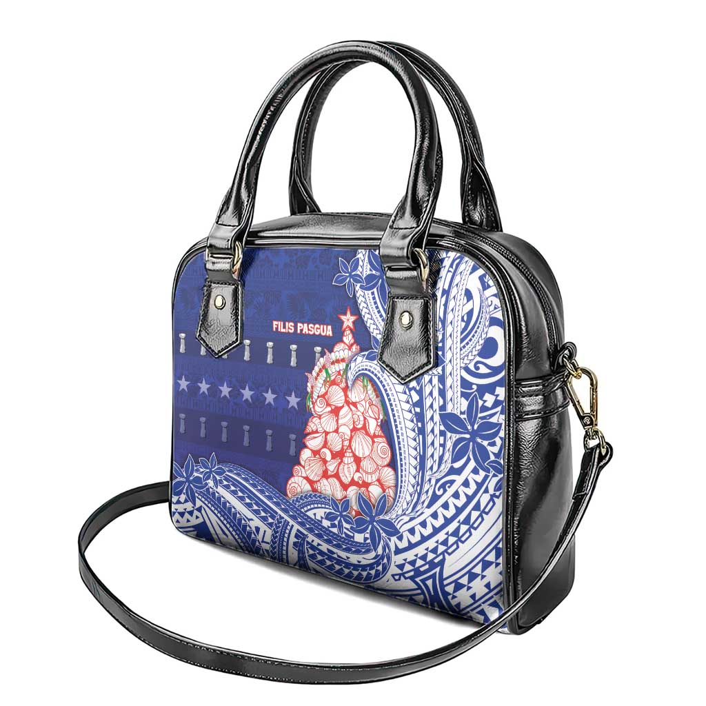 Northern Mariana Islands Christmas Shoulder Handbag Seashell Xmas Tree Tribal Waves DT05 - Polynesian Pride