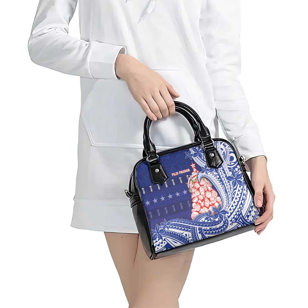 Northern Mariana Islands Christmas Shoulder Handbag Seashell Xmas Tree Tribal Waves DT05 - Polynesian Pride