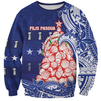 Northern Mariana Islands Christmas Sweatshirt Seashell Xmas Tree Tribal Waves DT05 Unisex Navy - Polynesian Pride