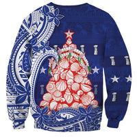 Northern Mariana Islands Christmas Sweatshirt Seashell Xmas Tree Tribal Waves DT05 - Polynesian Pride
