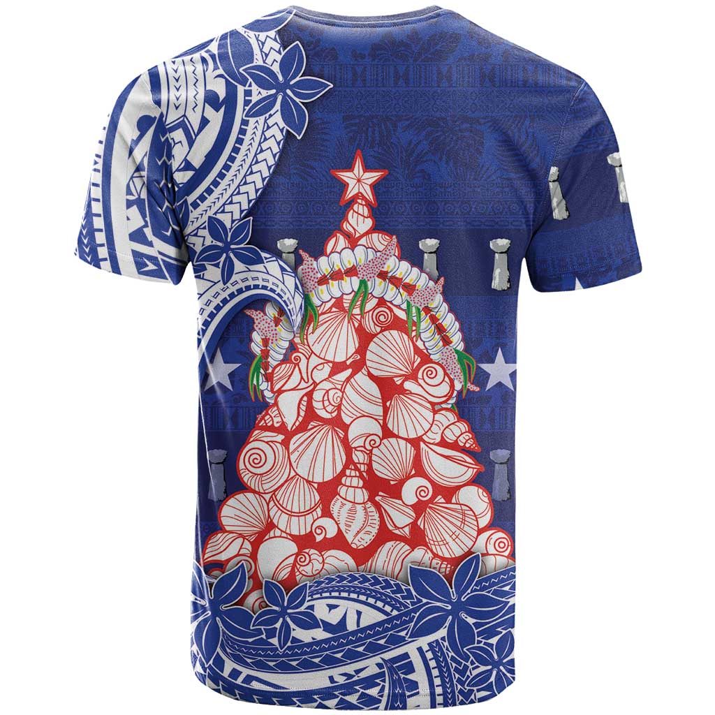 Northern Mariana Islands Christmas T Shirt Seashell Xmas Tree Tribal Waves DT05 - Polynesian Pride