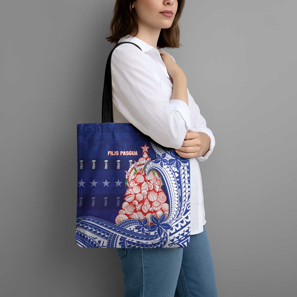 Northern Mariana Islands Christmas Tote Bag Seashell Xmas Tree Tribal Waves DT05 - Polynesian Pride