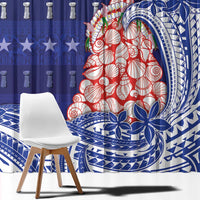 Northern Mariana Islands Christmas Window Curtain Seashell Xmas Tree Tribal Waves DT05 - Polynesian Pride