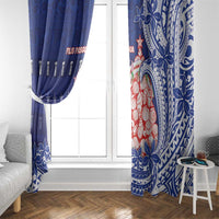 Northern Mariana Islands Christmas Window Curtain Seashell Xmas Tree Tribal Waves DT05 - Polynesian Pride