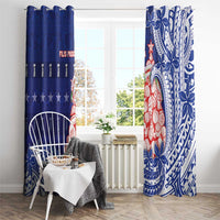 Northern Mariana Islands Christmas Window Curtain Seashell Xmas Tree Tribal Waves DT05 - Polynesian Pride