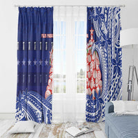 Northern Mariana Islands Christmas Window Curtain Seashell Xmas Tree Tribal Waves DT05 - Polynesian Pride