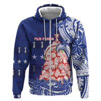 Northern Mariana Islands Christmas Zip Hoodie Seashell Xmas Tree Tribal Waves DT05 Zip Hoodie Navy - Polynesian Pride