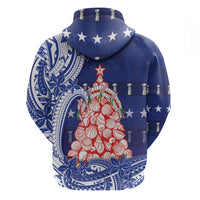 Northern Mariana Islands Christmas Zip Hoodie Seashell Xmas Tree Tribal Waves DT05 - Polynesian Pride