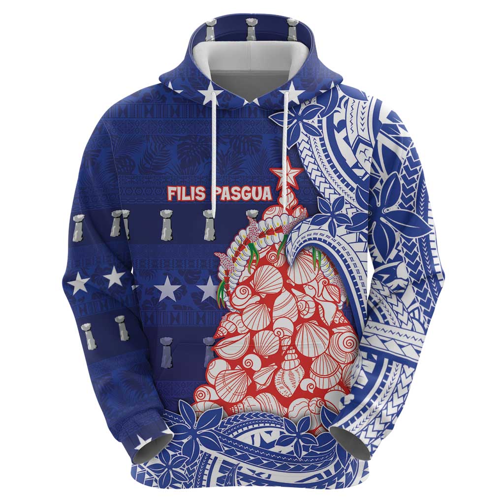 Northern Mariana Islands Christmas Zip Hoodie Seashell Xmas Tree Tribal Waves DT05 - Polynesian Pride