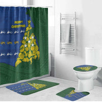 Solomon Islands Christmas Bathroom Set Seashell Xmas Tree Tribal Waves DT05 Bathroom Set (4 pcs) Navy - Polynesian Pride