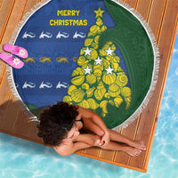 Solomon Islands Christmas Beach Blanket Seashell Xmas Tree Tribal Waves DT05 - Polynesian Pride