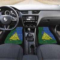 Solomon Islands Christmas Car Mats Seashell Xmas Tree Tribal Waves DT05 Set 2pcs - Front Navy - Polynesian Pride