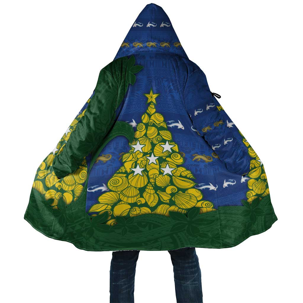Solomon Islands Christmas Cloak Seashell Xmas Tree Tribal Waves DT05 Unisex Navy - Polynesian Pride