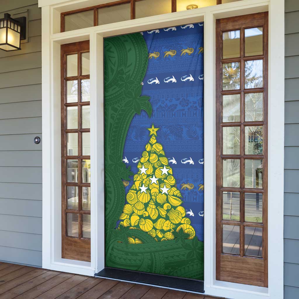 Solomon Islands Christmas Door Cover Seashell Xmas Tree Tribal Waves DT05 - Polynesian Pride