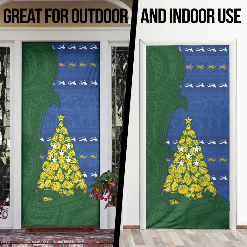 Solomon Islands Christmas Door Cover Seashell Xmas Tree Tribal Waves DT05 - Polynesian Pride
