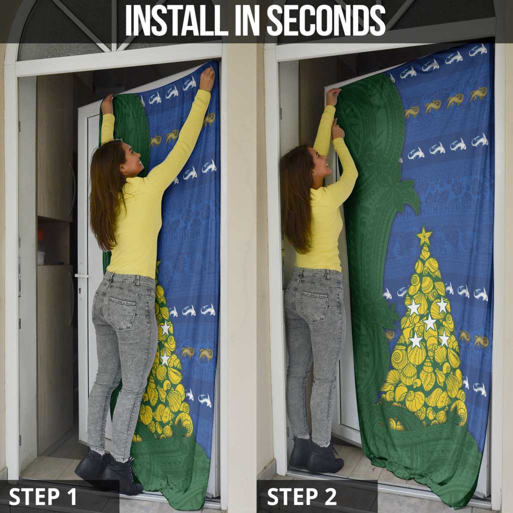 Solomon Islands Christmas Door Cover Seashell Xmas Tree Tribal Waves DT05 - Polynesian Pride