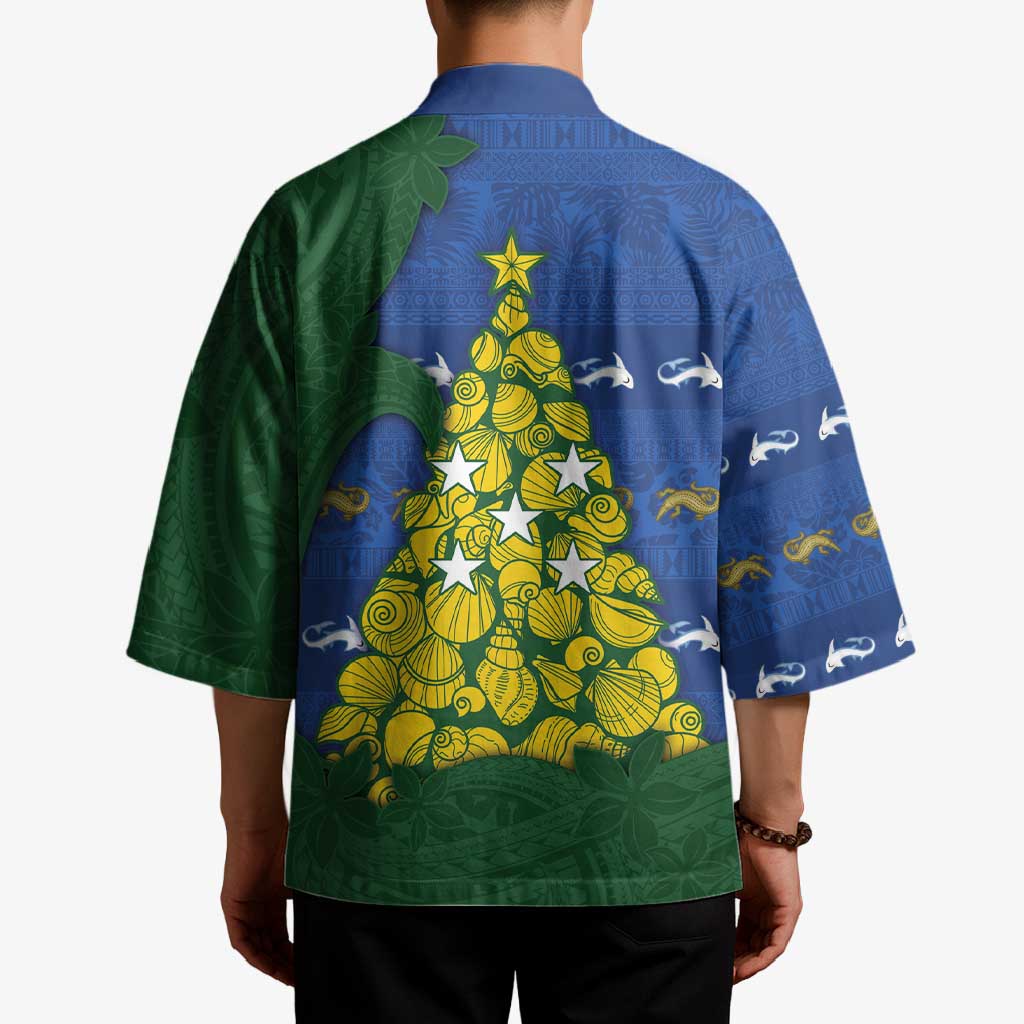 Solomon Islands Christmas Kimono Seashell Xmas Tree Tribal Waves DT05 - Polynesian Pride