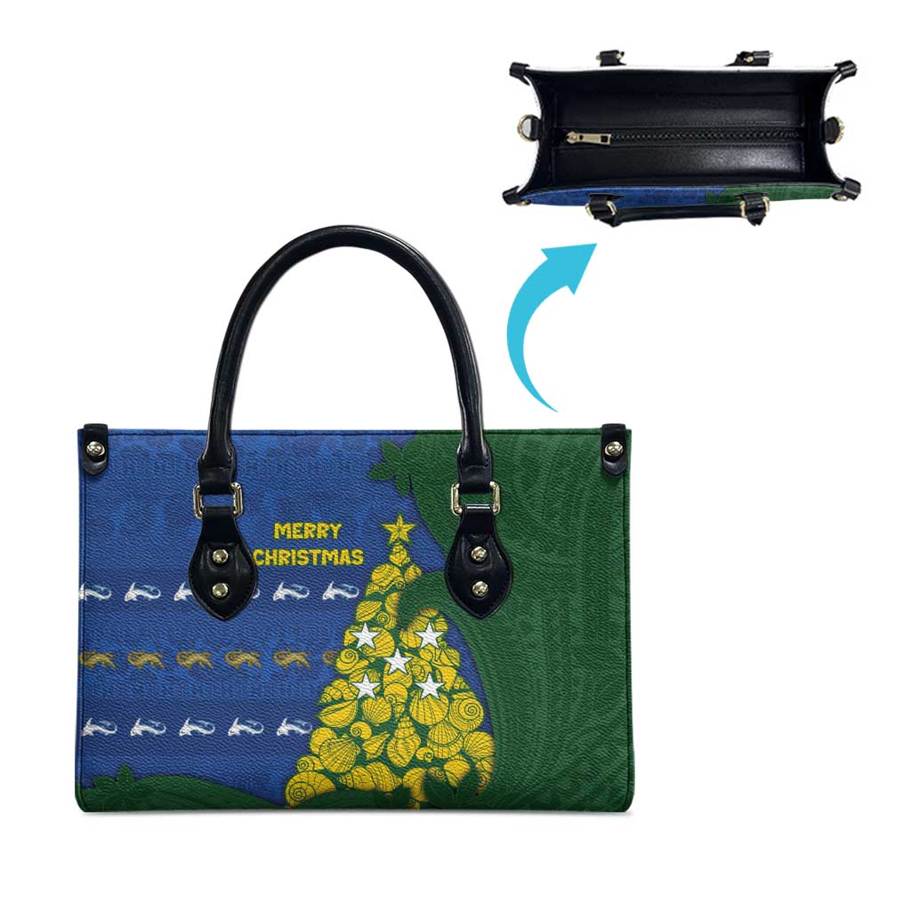 Solomon Islands Christmas Leather Bag Seashell Xmas Tree Tribal Waves DT05 - Polynesian Pride