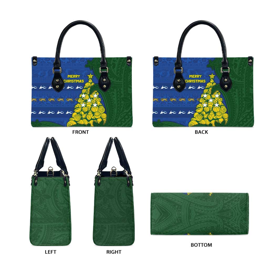 Solomon Islands Christmas Leather Bag Seashell Xmas Tree Tribal Waves DT05 - Polynesian Pride